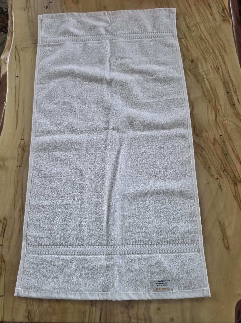 Goldcrest Venus Group White Textured Oversized Hand Towel Decorative Trim EUC